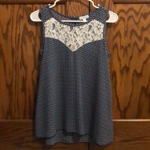 Blue lace tank top
